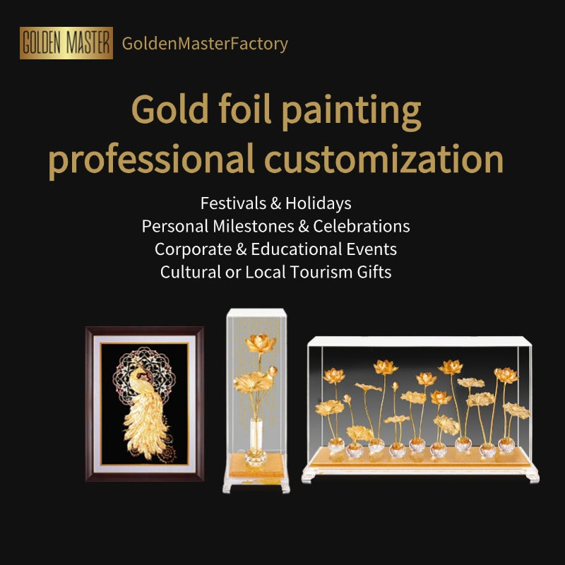 GoldenMaster gold crafts customization, custom processing gold foil crafts,Contact us for customization