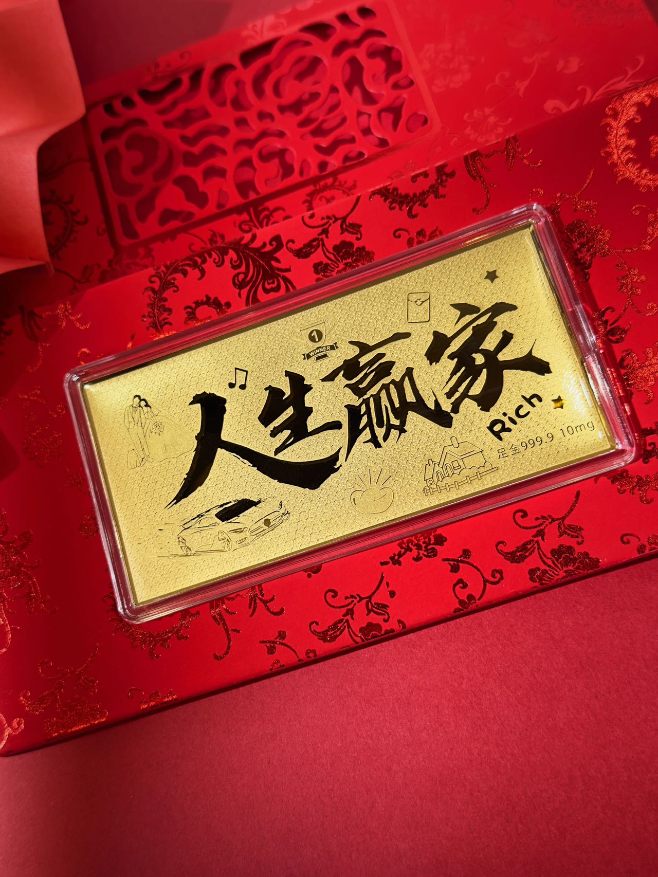 GoldenMaster Gold 999 Happy Wedding Gold Banknote Red Packet Anniversary Father's Day Gold Banknote Red Packet Birthday Gift - GoldenMaster