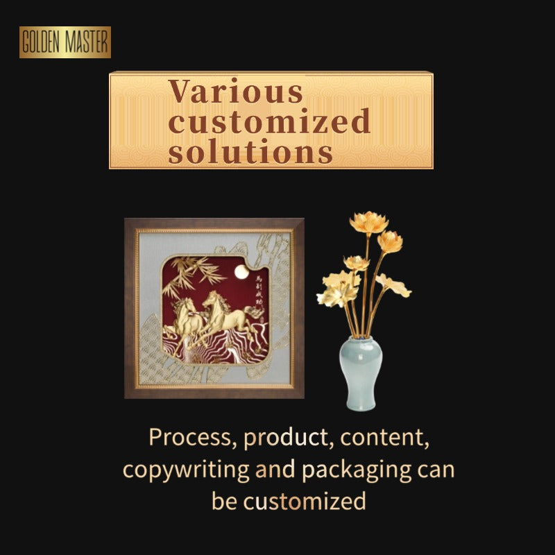GoldenMaster gold crafts customization, custom processing gold foil crafts,Contact us for customization