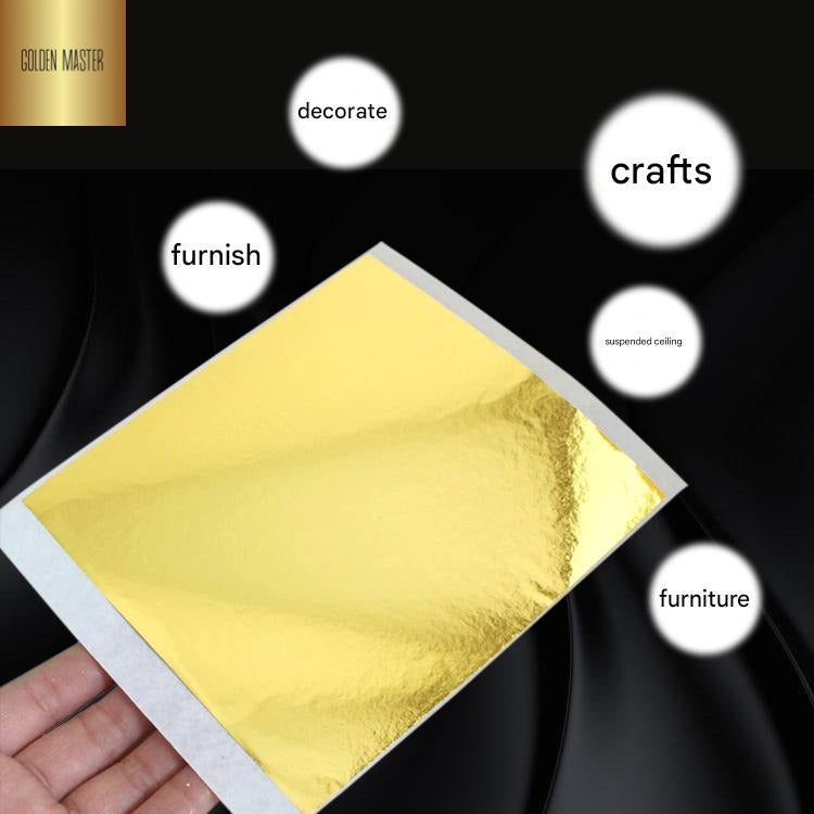 GoldenMaster factory 14*14CM simulated gold foil paper large size large area foil sticking is more convenient and not easy to break flat foil sticking and foil grabbing - GoldenMaster
