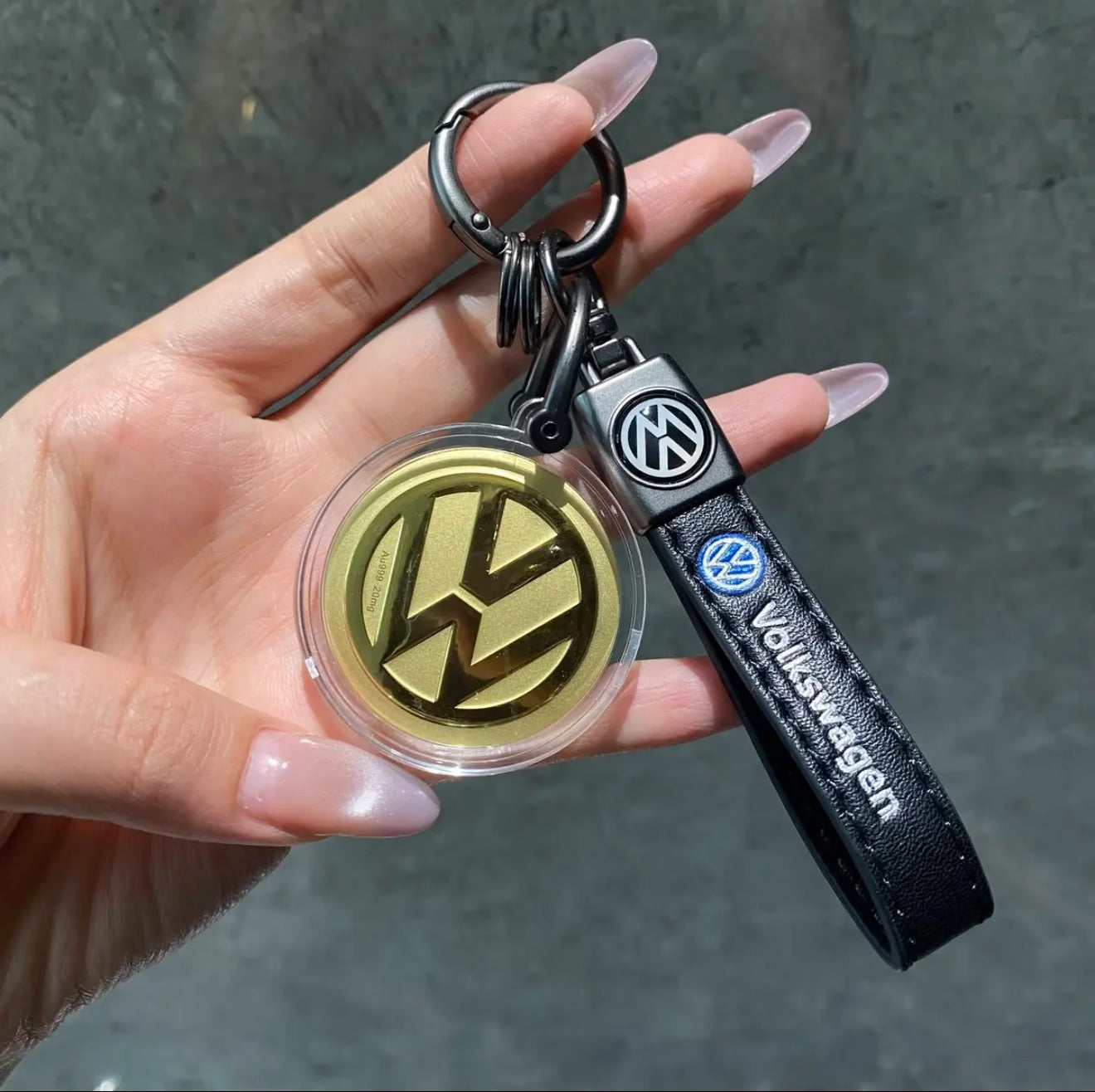 GoldenMaster 24K gold 999 car logo Tesla Benz  keychain mobile phone pendant boyfriend father brother gift - GoldenMaster