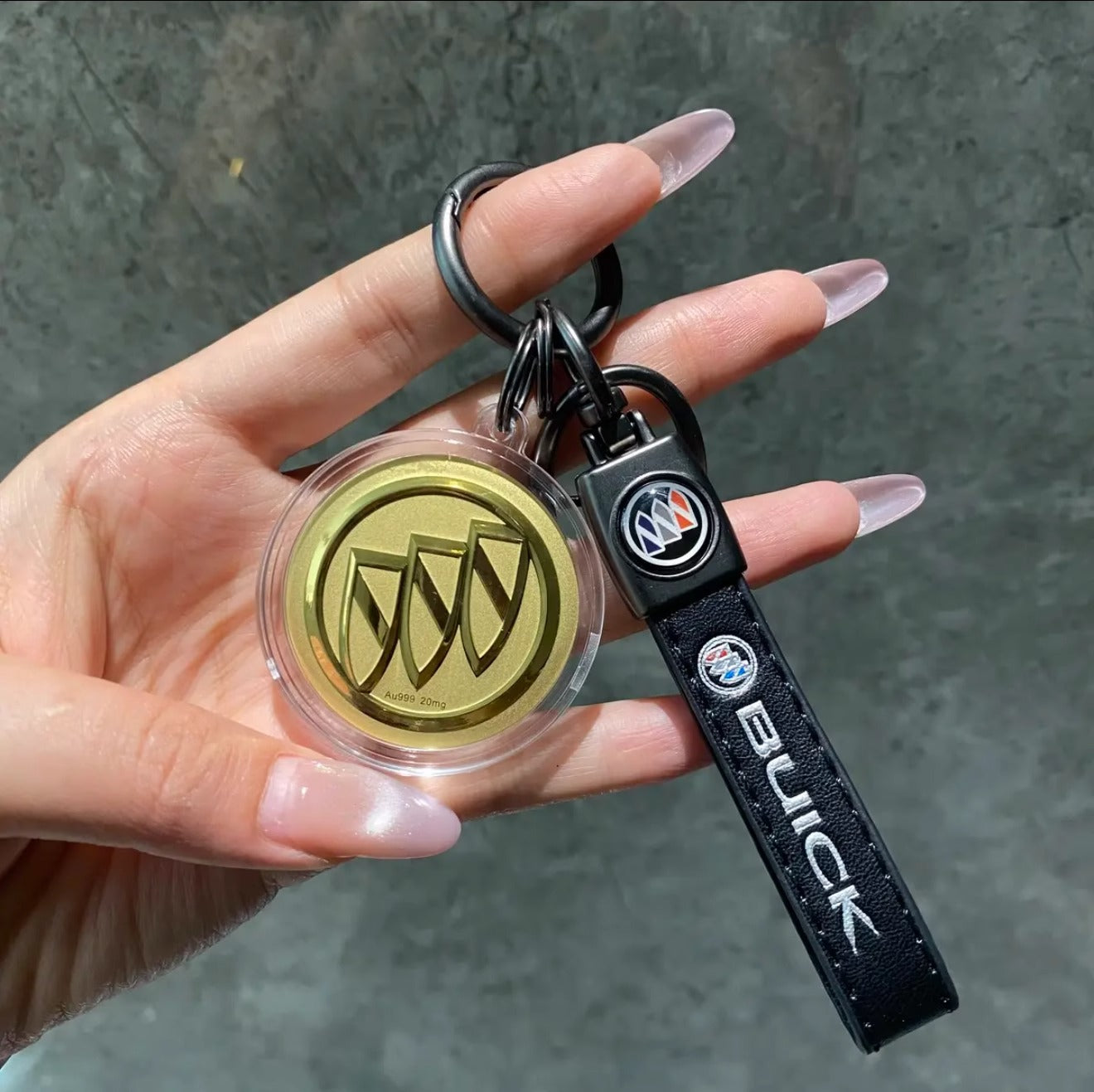 GoldenMaster 24K gold 999 car logo Tesla Benz  keychain mobile phone pendant boyfriend father brother gift - GoldenMaster