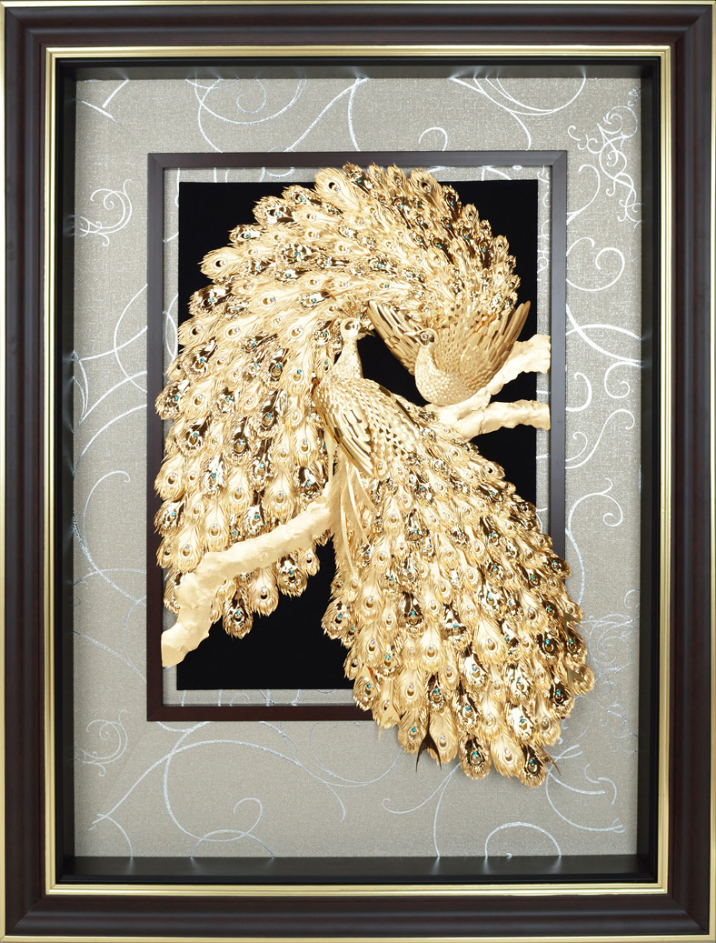 GoldenMaster 24K 3D gold foil painting peacock series, global customization - GoldenMaster