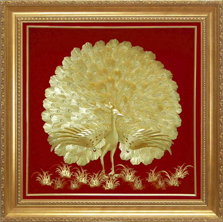 GoldenMaster 24K 3D gold foil painting peacock series, global customization - GoldenMaster