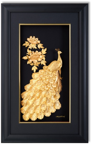GoldenMaster 24K 3D gold foil painting peacock series, global customization - GoldenMaster
