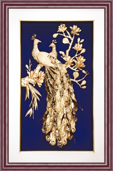 GoldenMaster 24K 3D gold foil painting peacock series, global customization - GoldenMaster