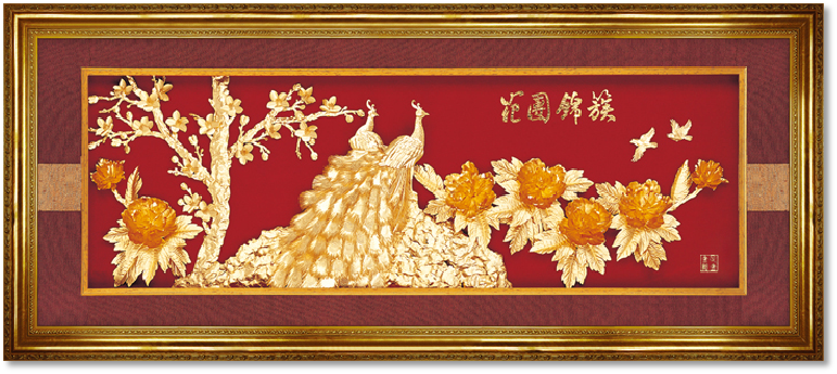 GoldenMaster 24K 3D gold foil painting peacock series, global customization - GoldenMaster