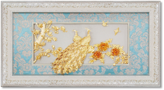 GoldenMaster 24K 3D gold foil painting peacock series, global customization - GoldenMaster