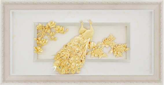 GoldenMaster 24K 3D gold foil painting peacock series, global customization - GoldenMaster