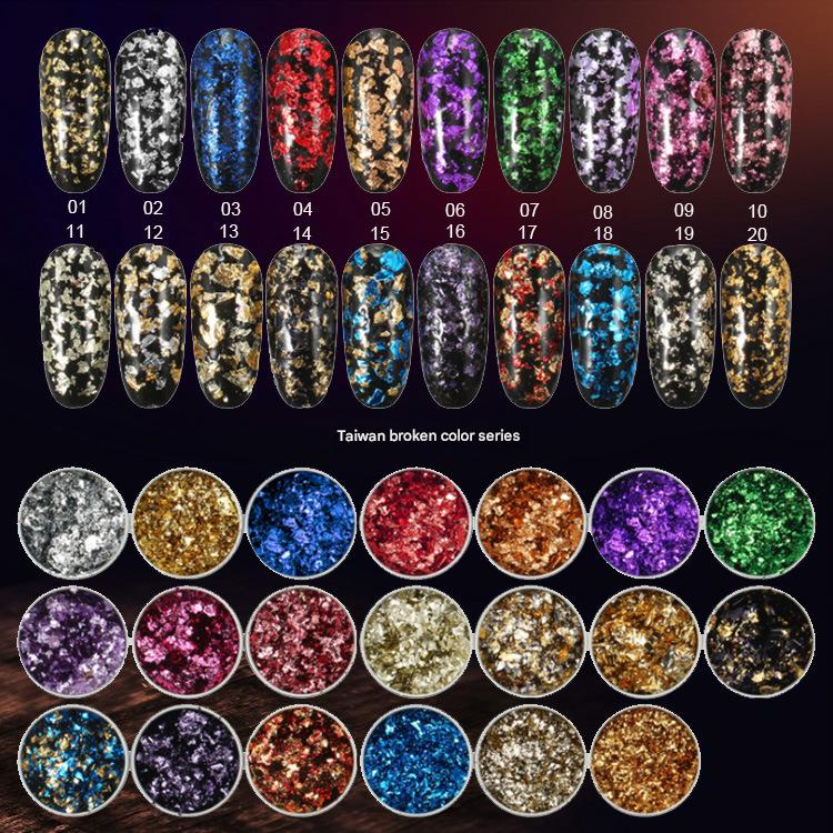 GoldenMaster Multicolor Broken Gold Foil Nail Art Resin Glue Decorated Broken Gold Foil Silver Foil - GoldenMaster