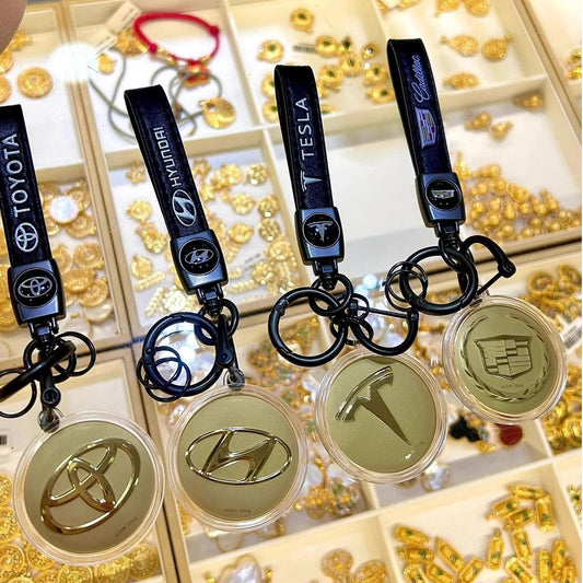 GoldenMaster 24K gold 999 car logo Tesla Benz  keychain mobile phone pendant boyfriend father brother gift - GoldenMaster