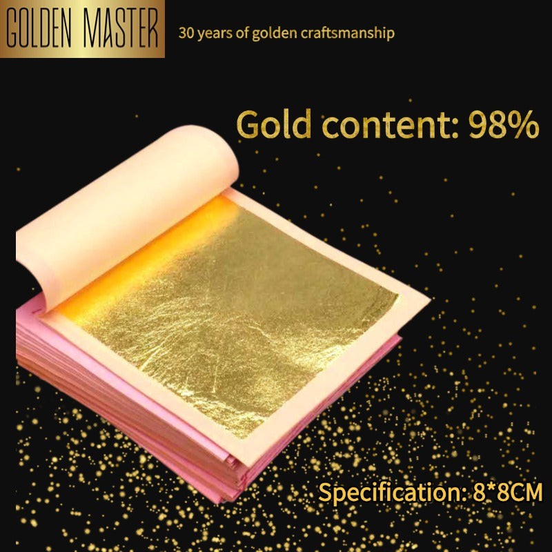 GoldenMaster 8*8CM 24k pure gold leaf gold foil various craft Buddha statue decoration gold foil - GoldenMaster