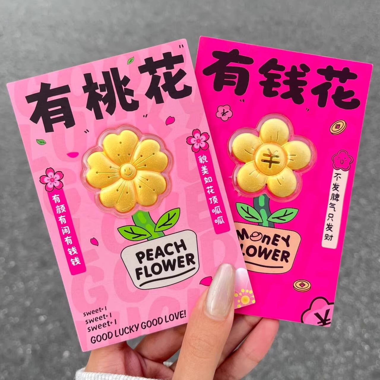 GoldenMaster Gold 999 Money Flower Peach Blossom Gold Flakes Red Envelope Red Packet Ornaments Holiday Souvenirs for Girlfriend, Mom and Wife - GoldenMaster