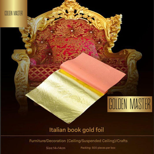 GoldenMasterFactory book gold foil 14*14cm transfer gold foil paper for indoor and outdoor decoration crafts decoration building materials - GoldenMaster