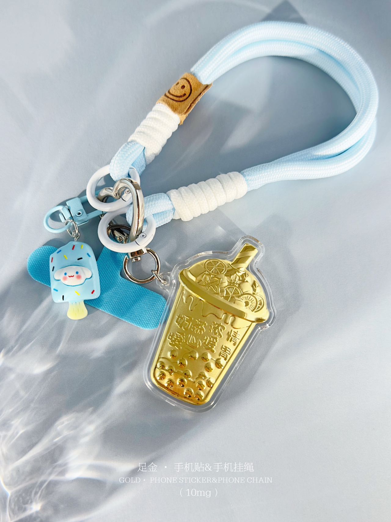 GoldenMaster Gold 999 Hamburger French Fries Milk Tea Shape Keychain Mobile Phone Pendant Bag Pendant Girlfriend Gift Car Pendant - GoldenMaster