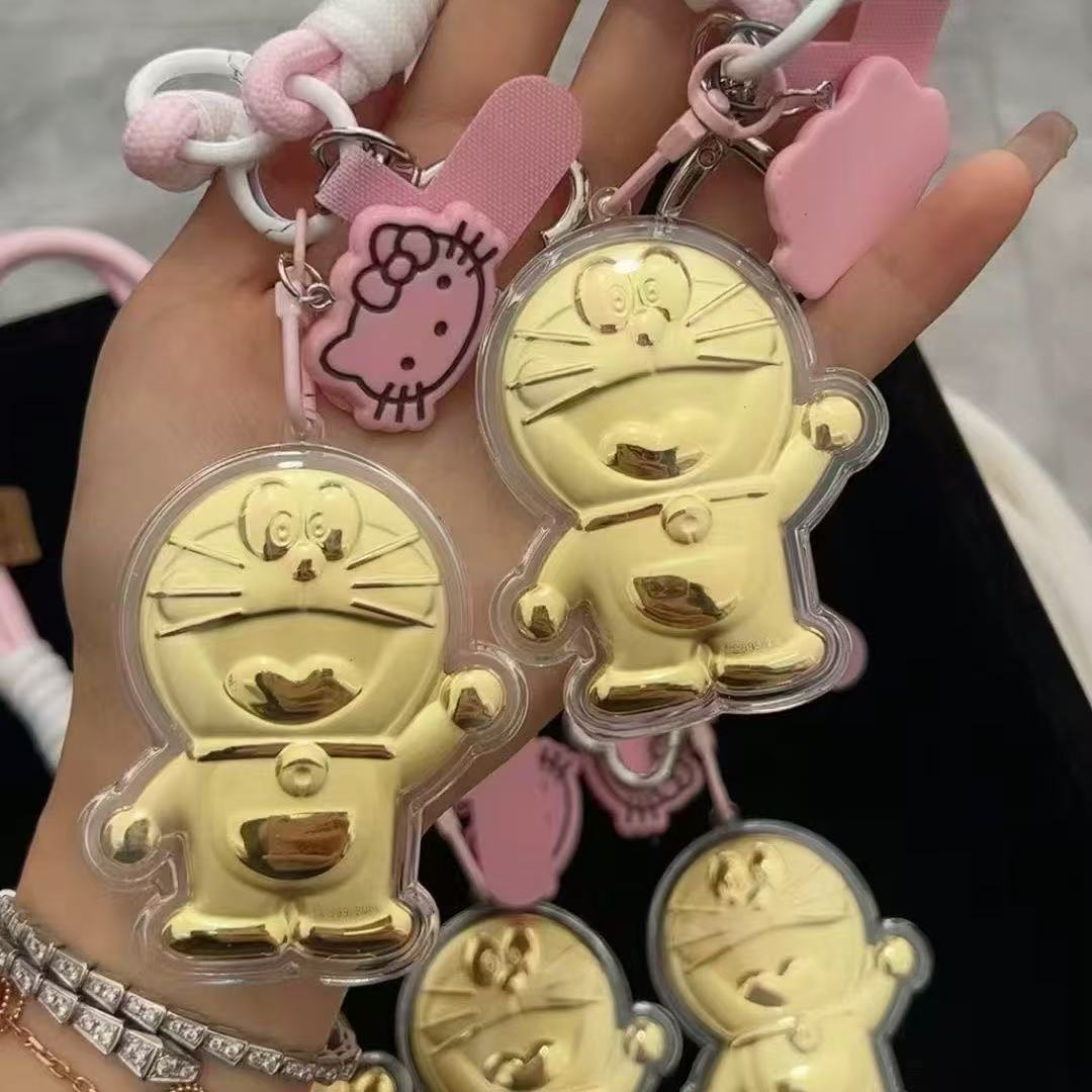 GoldenMaster Gold 999 Cat Series Gift Car Hanging Bag Buckle Gold Keychain Creative Car Keychain Bag - GoldenMaster