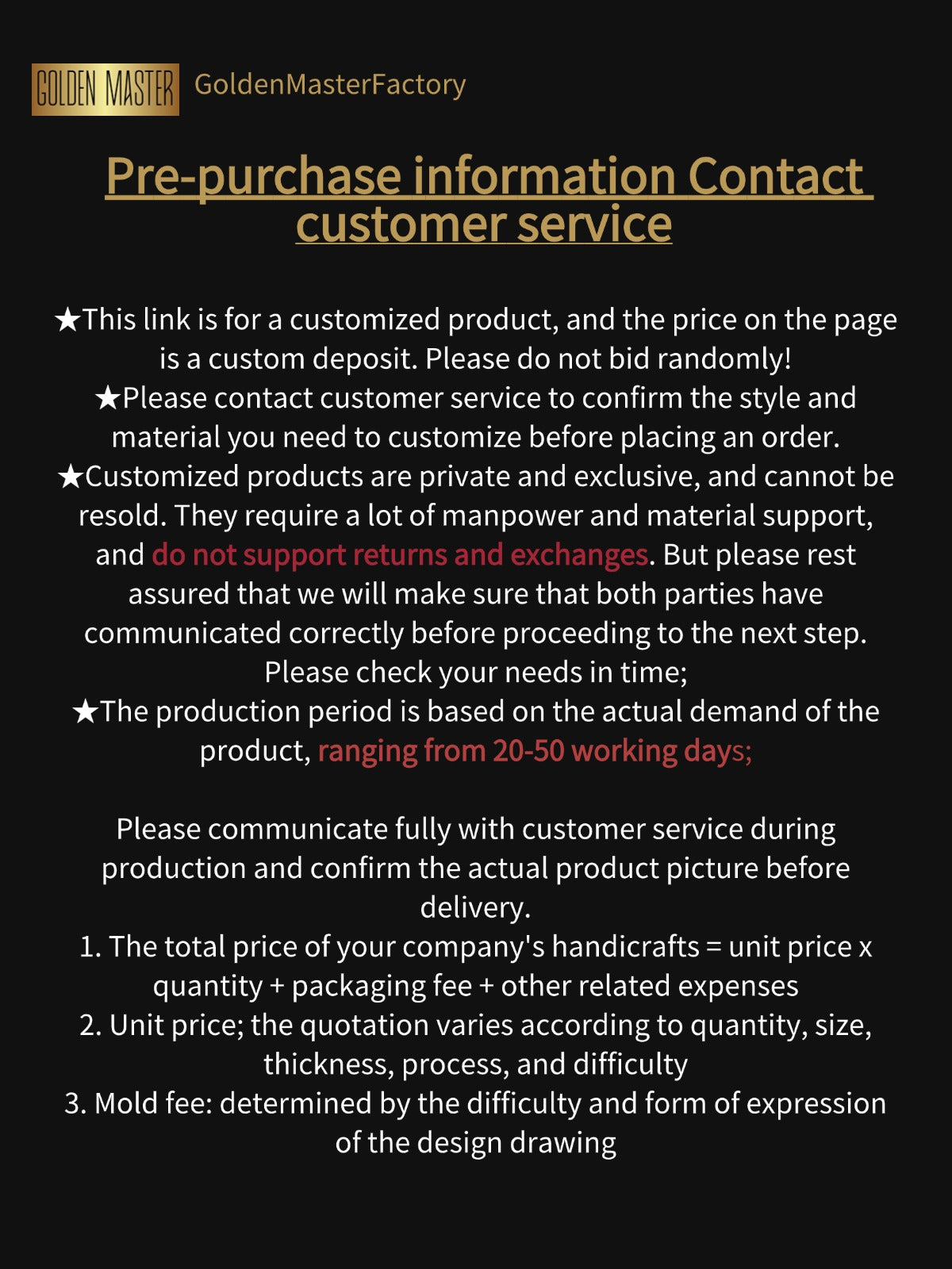 GoldenMaster gold crafts customization, custom processing gold foil crafts,Contact us for customization - GoldenMaster