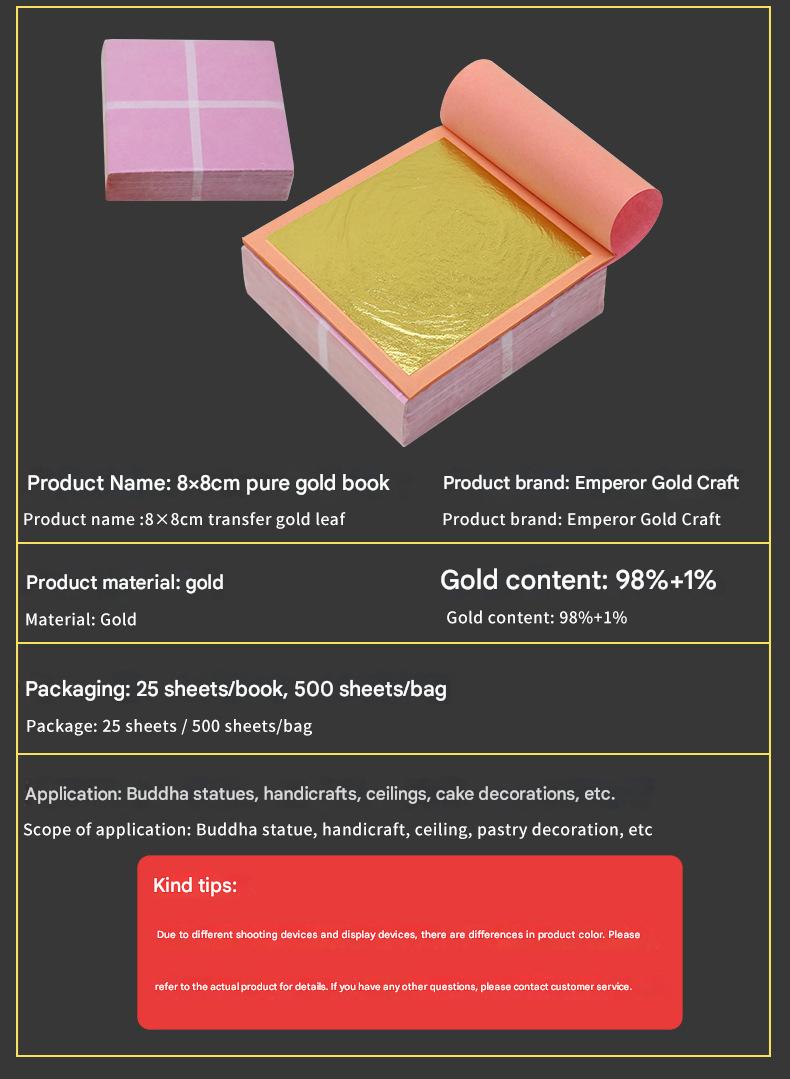 GoldenMaster Factory Gold foil notebook [24K Pure Gold Foil Paper] Gold Content 98% Gold, Large Factory Spot Gold Outdoor Gold Foil Paper - GoldenMaster