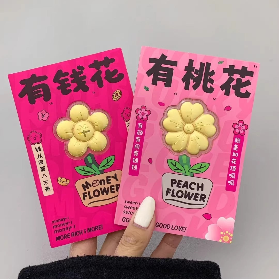 GoldenMaster Gold 999 Money Flower Peach Blossom Gold Flakes Red Envelope Red Packet Ornaments Holiday Souvenirs for Girlfriend, Mom and Wife - GoldenMaster
