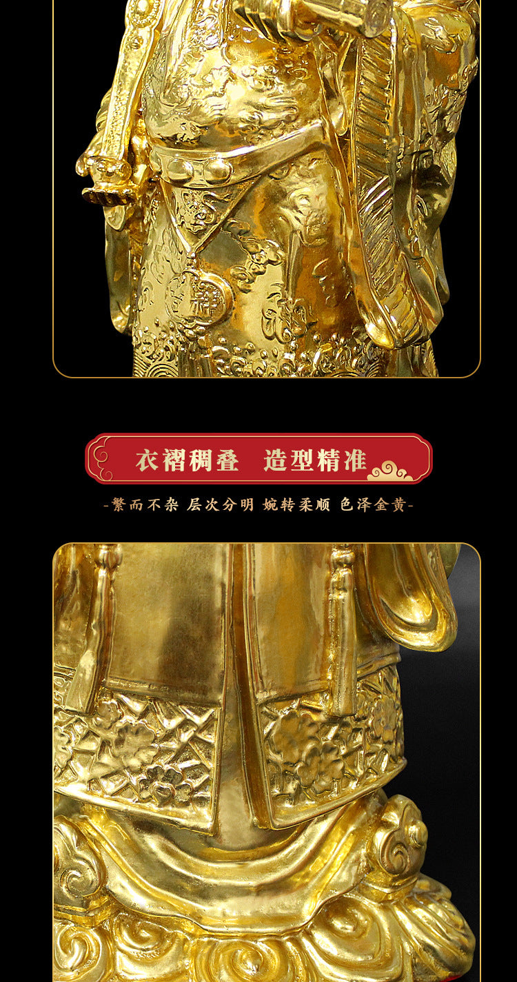 GoldenMaster living room large ornaments gold-plated Fu Lu Shou three stars ornaments living room worship home happy fortune fortune longevity star statue to attract wealth - GoldenMaster