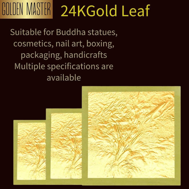 GoldenMaster 24k pure gold leaf gold foil various craft Buddha statue decoration cosmetics skin care nail packaging decoration crafts multi-specification gold foil - GoldenMaster
