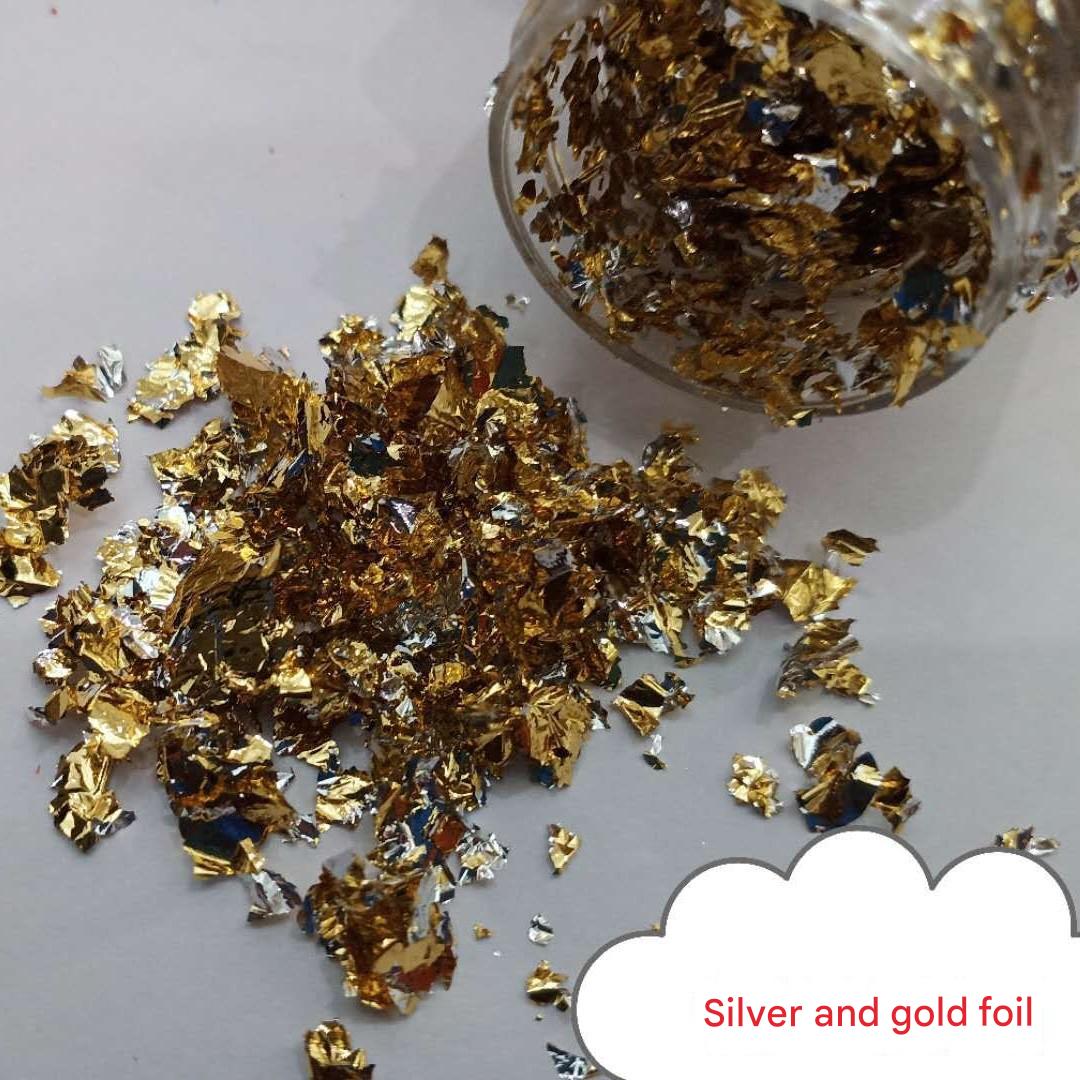 GoldenMaster Multicolor Broken Gold Foil Nail Art Resin Glue Decorated Broken Gold Foil Silver Foil - GoldenMaster
