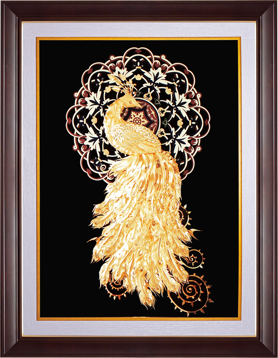 GoldenMaster 24K 3D gold foil painting peacock series, global customization - GoldenMaster