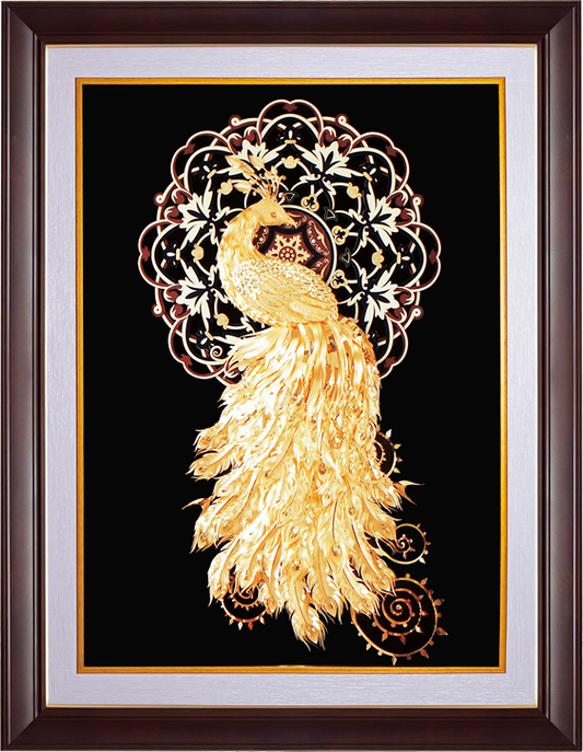 GoldenMaster 24K 3D gold foil painting peacock series, global customization - GoldenMaster