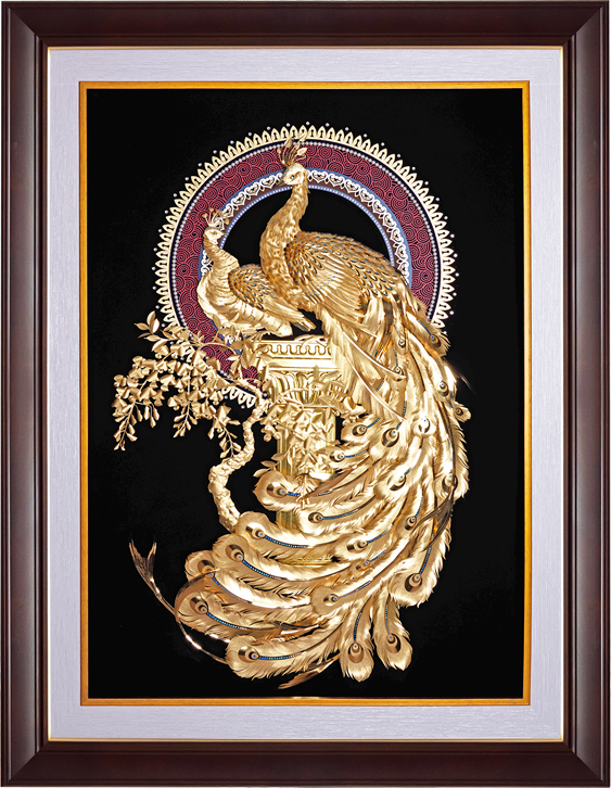 GoldenMaster 24K 3D gold foil painting peacock series, global customization - GoldenMaster