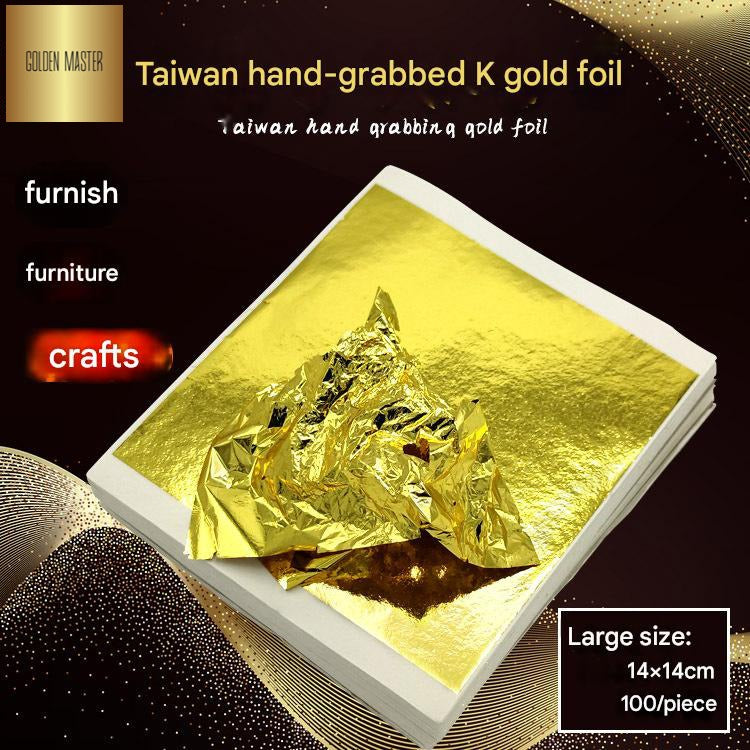 GoldenMaster factory 14*14CM simulated gold foil paper large size large area foil sticking is more convenient and not easy to break flat foil sticking and foil grabbing - GoldenMaster