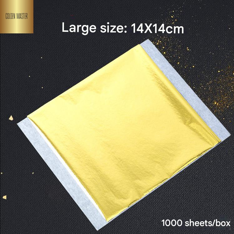 GoldenMaster factory 14*14CM simulated gold foil paper large size large area foil sticking is more convenient and not easy to break flat foil sticking and foil grabbing - GoldenMaster
