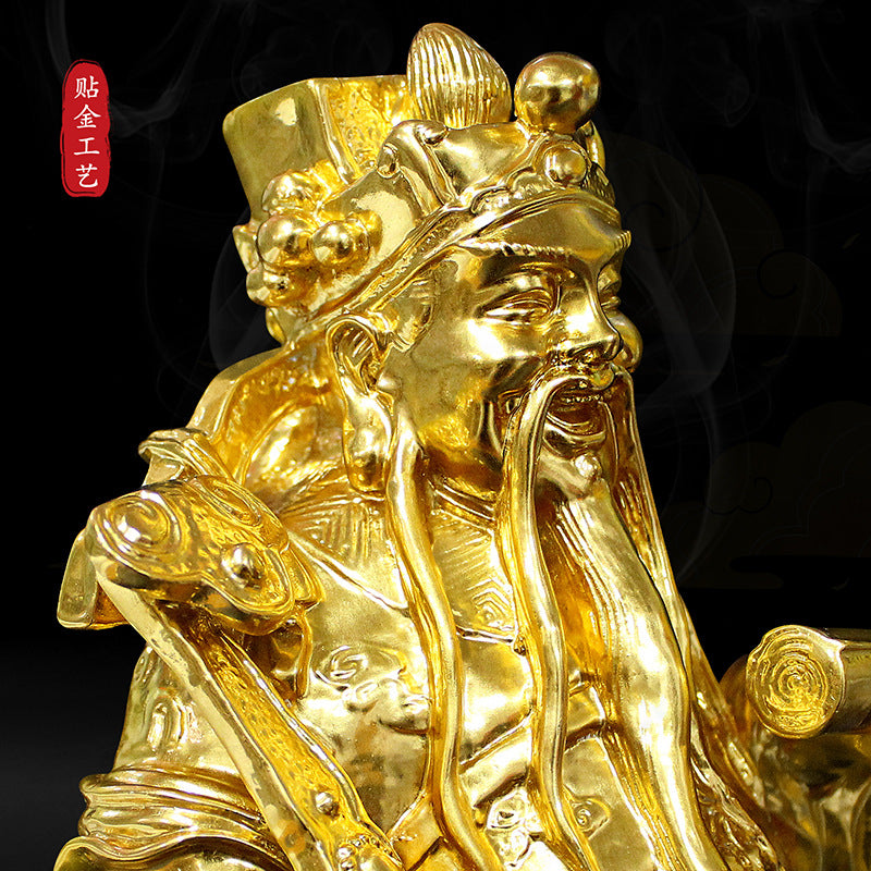 GoldenMaster living room large ornaments gold-plated Fu Lu Shou three stars ornaments living room worship home happy fortune fortune longevity star statue to attract wealth - GoldenMaster