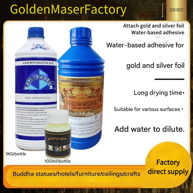 GoldenMaster Gold Foil Manufacturer Wholesale Water-Based Gold Foil Glue with Good Adhesion, Suitable for Large Application Areas - GoldenMaster