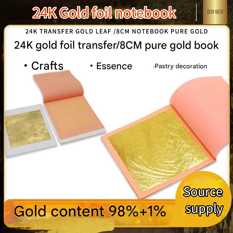GoldenMaster Factory Gold foil notebook [24K Pure Gold Foil Paper] Gold Content 98% Gold, Large Factory Spot Gold Outdoor Gold Foil Paper - GoldenMaster