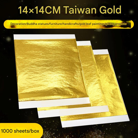 GoldenMaster factory 14*14CM simulated gold foil paper large size large area foil sticking is more convenient and not easy to break flat foil sticking and foil grabbing - GoldenMaster