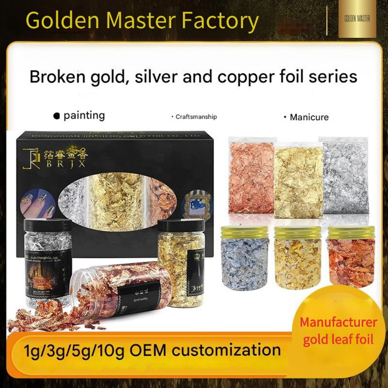 GoldenMaster manufacturers spot gold foil paper, stickers, gold foil painting, DIY broken gold foil bottle filling, broken silver foil support customization - GoldenMaster